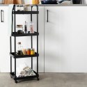 Regał na Kółkach Czarny 4 Poziomy Mobilny 30 x 21 x 86 cm VILDE