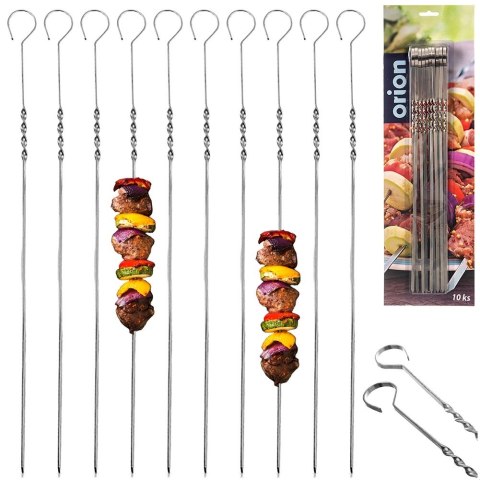 Szpikulce do Szaszłyków Stalowe 10 szt. 38,5 cm ORION Płaskie Długie