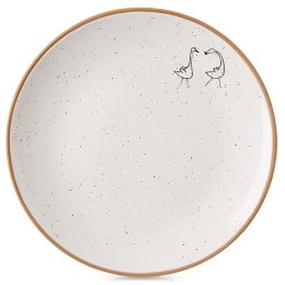 Talerz Deserowy Ceramiczny Beżowy 20 cm ORION Gąski Efektowny Dekor