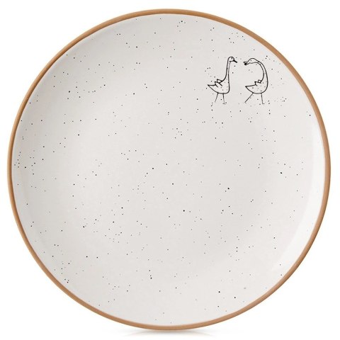 Talerz Deserowy Ceramiczny Beżowy 20 cm ORION Gąski Efektowny Dekor
