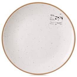 Talerz Deserowy Ceramiczny Beżowy 20 cm ORION Krowa Efektowny Dekor