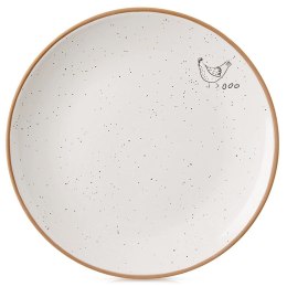 Talerz Deserowy Ceramiczny Beżowy 20 cm ORION Kurka Efektowny Dekor