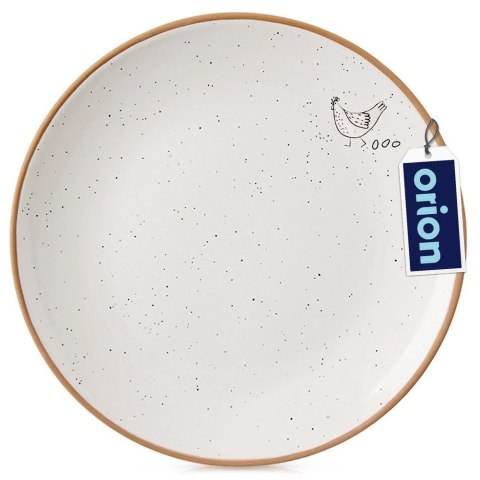 Talerz Deserowy Ceramiczny Beżowy 20 cm ORION Kurka Efektowny Dekor