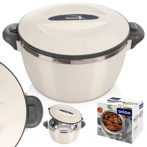 Termomisa Obiadowa TERMO Stalowa 2 L ORION Kremowy z Praktycznymi Uchwytami