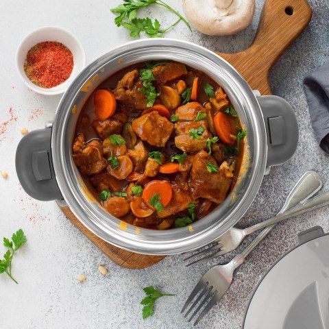 Termomisa Obiadowa TERMO Stalowa 2 L ORION Szary z Praktycznymi Uchwytami