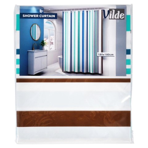 Zasłona Prysznicowa 180 x 180 cm VILDE Wodoodporna PEVA z Haczykami