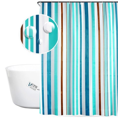 Zasłona Prysznicowa 180 x 180 cm VILDE Wodoodporna PEVA z Haczykami