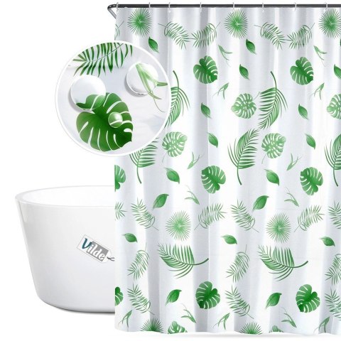 Zasłona Prysznicowa 180 x 180 cm VILDE Wodoodporna PEVA W Rośliny