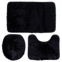 Zestaw Dywaników Łazienkowych 3 el. VILDE Czarny Poliester Antypoślizgowy