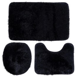 Zestaw Dywaników Łazienkowych 3 el. VILDE Czarny Poliester Antypoślizgowy