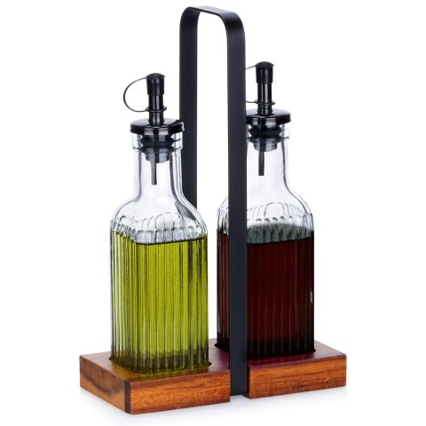 Butelki na Oliwe i Ocet VILDE 2x 190 ml Szklane Ze Stojakiem
