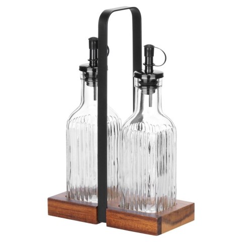 Butelki na Oliwe i Ocet VILDE 2x 190 ml Szklane Ze Stojakiem