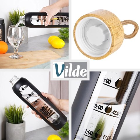 Butelka Szklana VILDE 518 ml Borokrzemowe z Pokrowcem i Bambusową Zakrętką