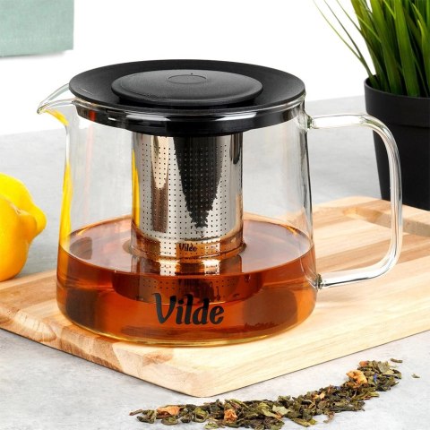 Dzbanek z Zaparzaczem do Herbaty VILDE 1,5 L Żaroodporne Szkło z Sitkiem