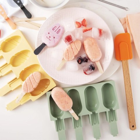 Forma do Lodów ORION Silikonowa Żółta Pokrywka na 4 szt. + Patyczki