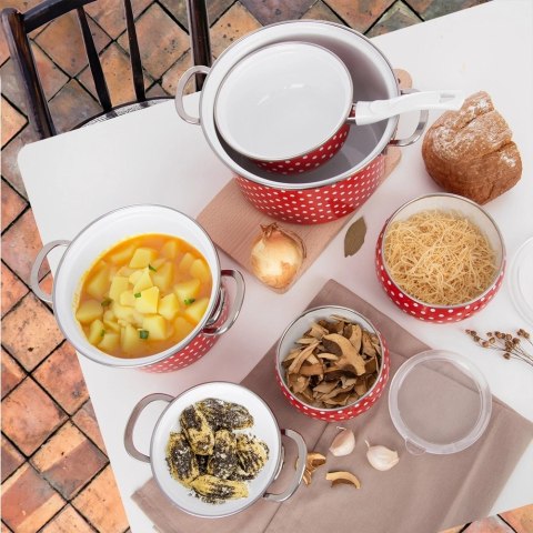 Garnek Emaliowany 4 L ORION TECKA Czerwony 22 cm Indukcja Zmywarka