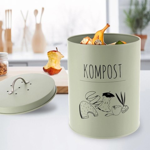 Kompostownik Kuchenny ORION 8 L Metal Filtr Węglowy Zielony Greenish