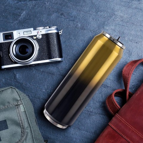 Kubek Termiczny Puszka 700 ml ORION Czarno Złoty Stal Nierdzewna Szczelny