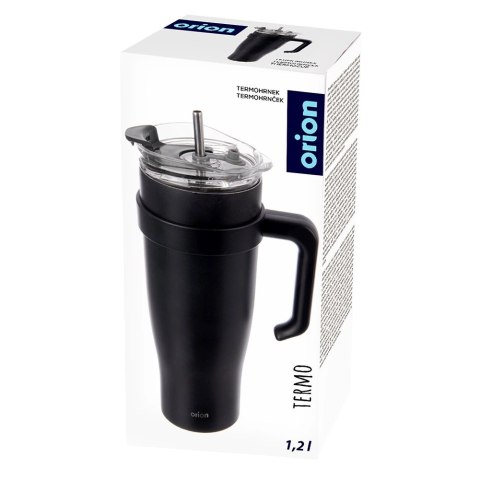 Kubek termiczny stalowy czarny z uchwytem TERMO 1,2 l