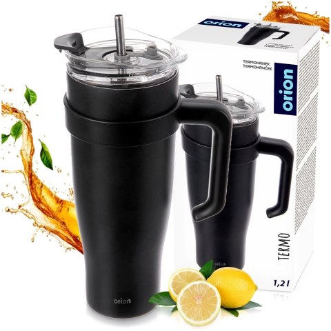 Kubek termiczny stalowy czarny z uchwytem TERMO 1,2 l