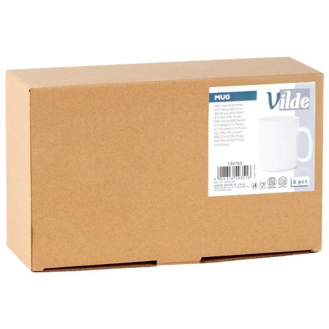 Kubki Szklane 300 ml 6 Szt. ORION Białe Szkło Opalowe do Zmywarki