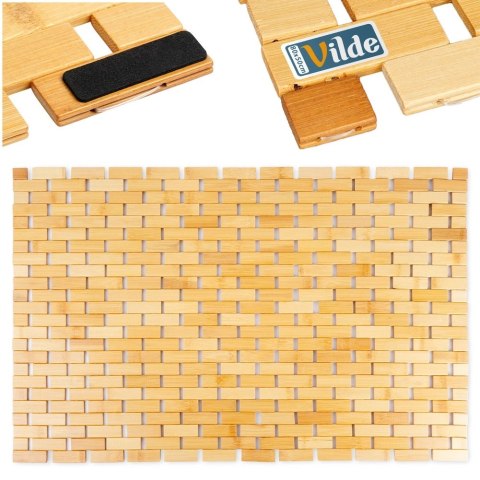 Mata Łazienkowa Bambusowa Antypoślizgowa VILDE 80 x 50 cm Naturalna