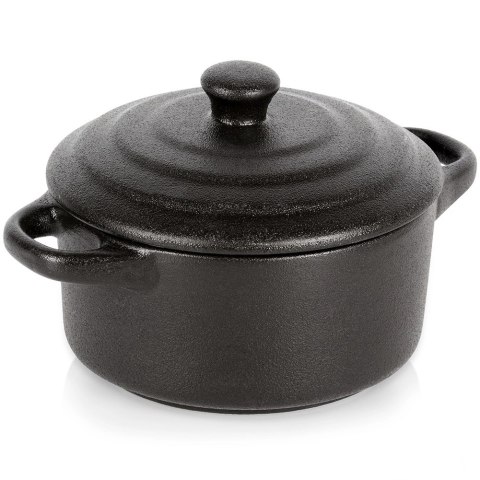 Miseczka do Zapiekania 450 ml Porcelanowa Czarna z Pokrywką VILDE