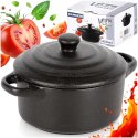Miseczka do Zapiekania 450 ml Porcelanowa Czarna z Pokrywką VILDE