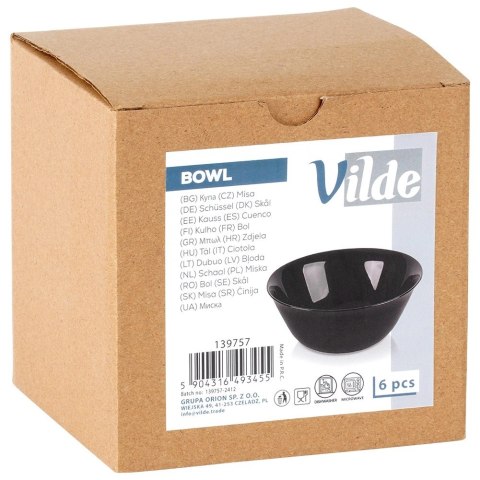 Miseczki 300 ml Szkło Opalowe Czarne 6 szt do Zmywarki i Mikrofali VILDE
