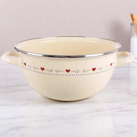 Miska emaliowana z uchwytami kremowa TONCA 33 cm, 5 l
