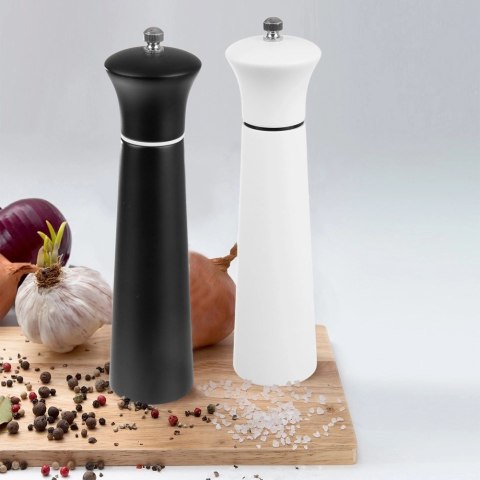 Młynek do Pieprzu i Soli Drewniany Biały 21,5 cm Regulacja ORION