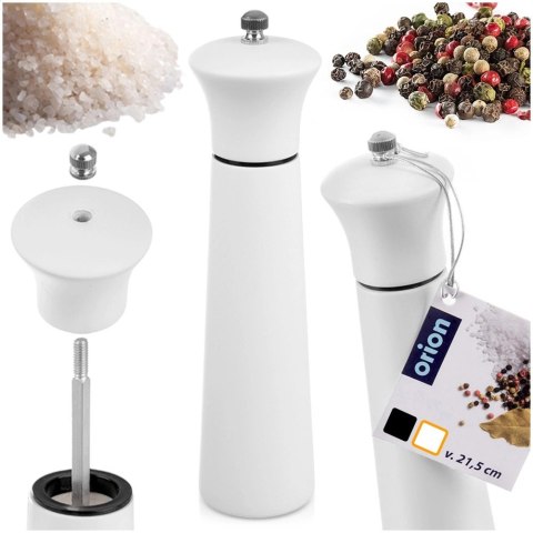 Młynek do Pieprzu i Soli Drewniany Biały 21,5 cm Regulacja ORION