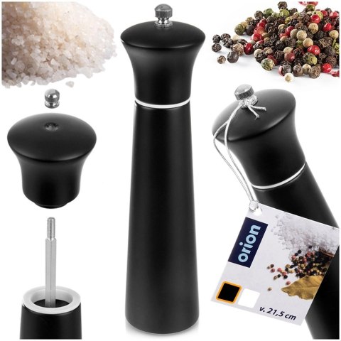Młynek do Pieprzu i Soli Drewniany Czarny 21,5 cm Regulacja ORION