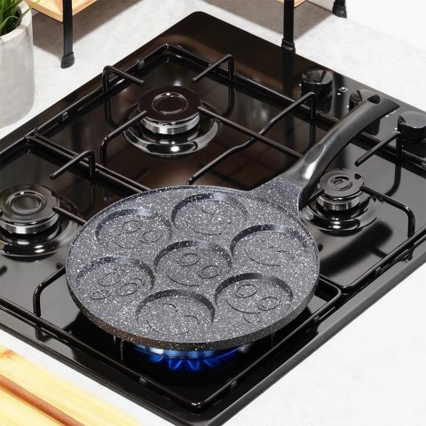 Patelnia do Jajek Granitowa 7 Otworów 26 cm VILDE Nieprzywierająca Buźki