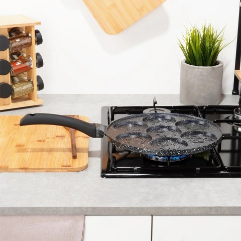 Patelnia do Jajek Granitowa 7 Otworów 26 cm VILDE Black Line Buzie Indukcja
