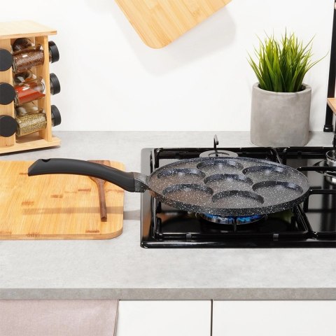 Patelnia do Jajek Granitowa 7 Otworów 26 cm VILDE Black Line Soft Touch