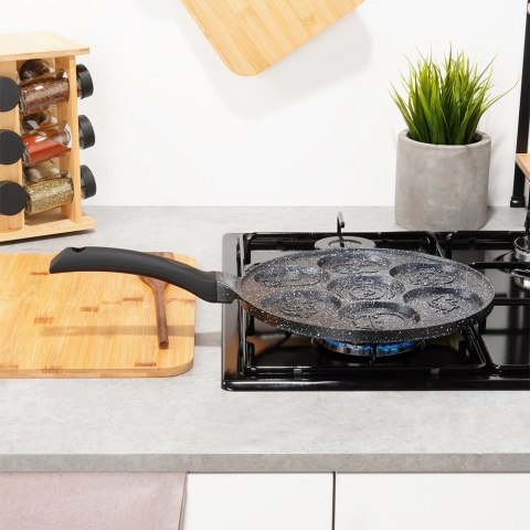 Patelnia do Jajek Granitowa 7 Otworów 26 cm VILDE Black Line Zwierzątka