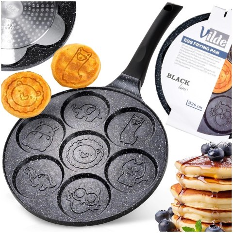 Patelnia do Jajek Granitowa 7 Otworów 26 cm VILDE Black Line Zwierzątka