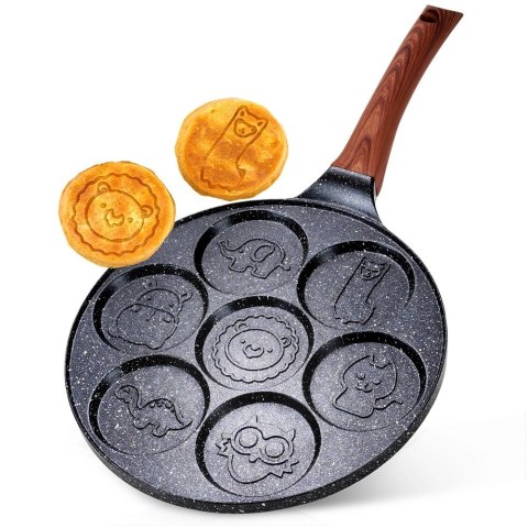 Patelnia do Jajek Granitowa 7 Otworów 26 cm VILDE Black&Wood Indukcja