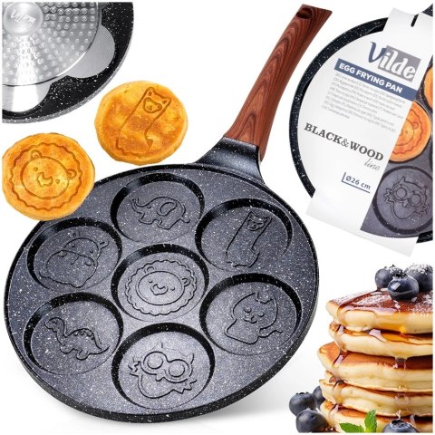 Patelnia do Jajek Granitowa 7 Otworów 26 cm VILDE Black&Wood Indukcja