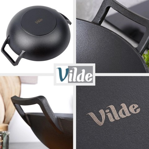 Patelnia Wok Żeliwna 32 cm VILDE Cast Line do Piekarnika Indukcja