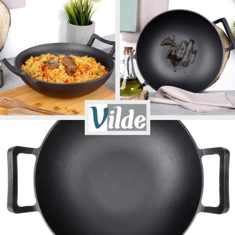 Patelnia Wok Żeliwna 32 cm VILDE Cast Line do Piekarnika Indukcja