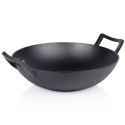 Patelnia Wok Żeliwna Duża 36 cm VILDE Cast Line do Indukcji Grill