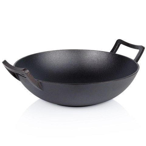 Patelnia Wok Żeliwna Duża 36 cm VILDE Cast Line do Indukcji Grill