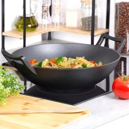 Patelnia Wok Żeliwna Duża 36 cm VILDE Cast Line do Indukcji Grill