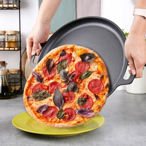 Patelnia Żeliwna Okrągła 35 cm VILDE Cast Line do Indukcji Grill