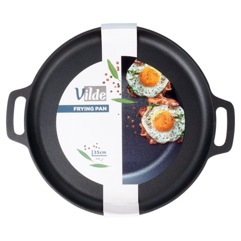 Patelnia Żeliwna Okrągła 35 cm VILDE Cast Line do Indukcji Grill