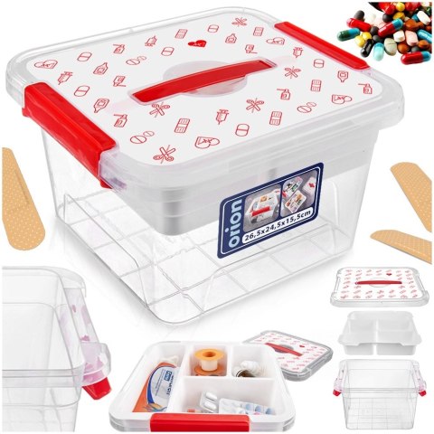 Pojemnik na Leki Apteczka Domowa 8 L z Organizerem 26 x 24,5 x 15,5 cm