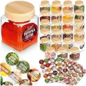 Zestaw 24 Pojemników na Przyprawy 100 ml VILDE z Naklejkami 7,5 x 5,5 cm
