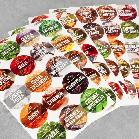 Zestaw 24 Pojemników na Przyprawy 100 ml VILDE z Naklejkami 7,5 x 5,5 cm